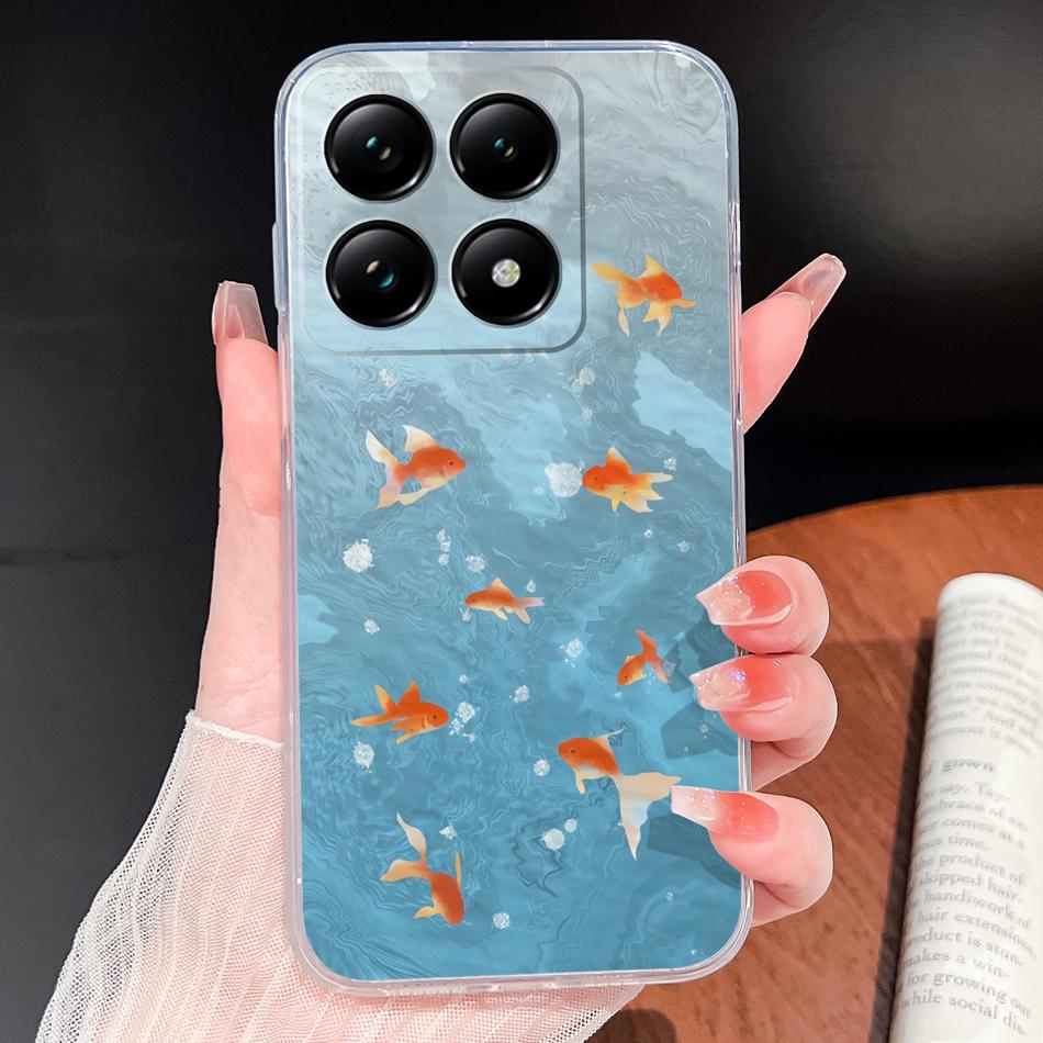 For Xiaomi 15T 14T Pro Phone Case Lovely Fish Patterns Soft TPU Clear Silicone Bumper For Xiaomi 15TPro 14 T Lightweight Funda