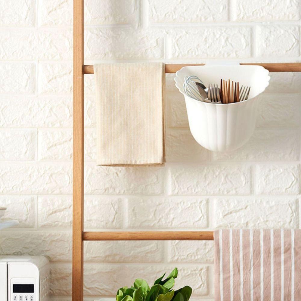 Anti-fall Kitchen Hanging Trash Can Plastic Clutter Storage Bucket Rubbish Container  Bathroom
