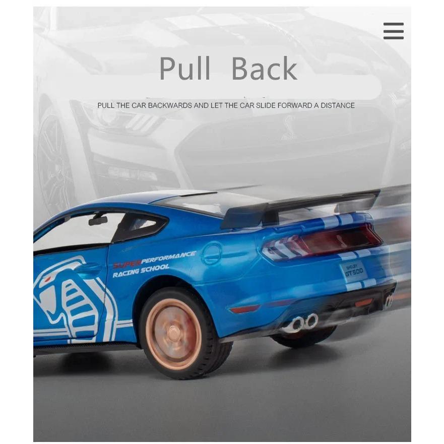 1/32 Ford Mustang Shelby GT500 Alloy Sports Car Simulation Model Diecast Metal Car Model Sound and Light Collection Toys Boys