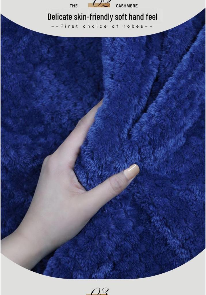 Thickened Plaid Flannel Couple's Bathrobe - Women's Plus Size & Men's Extra Long Fleece Robe