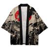 Vintage Wave Carp Print Shirt Traditional Haori Cosplay Kimono Women Men Harajuku Japanese Fashion Cardigan