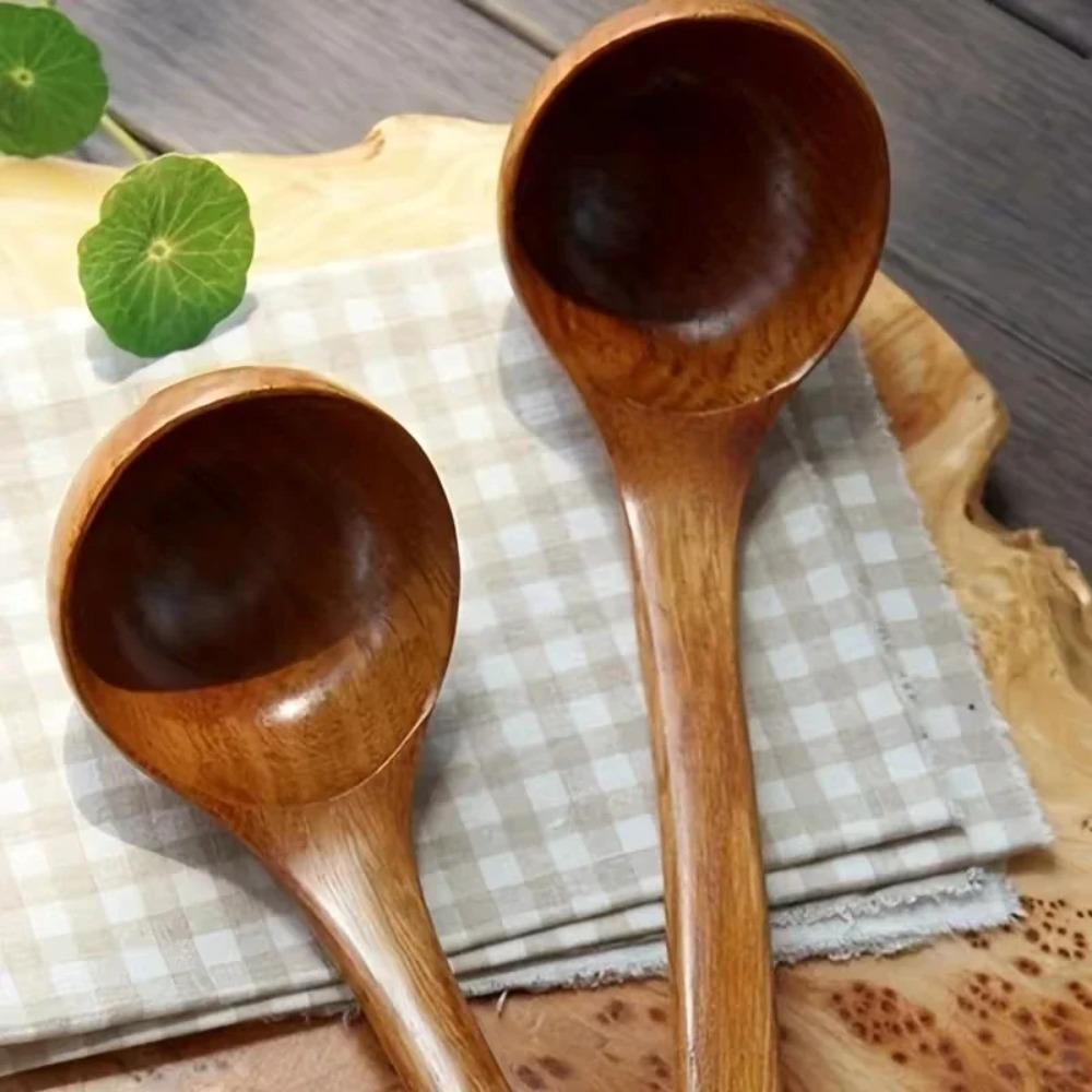 1 Piece Wooden Soup Spoon Non-stick Cooking Spoon, Anti Scalding Soup Spoon Long Handle Wooden Spoon Suitable for Soup and Rice