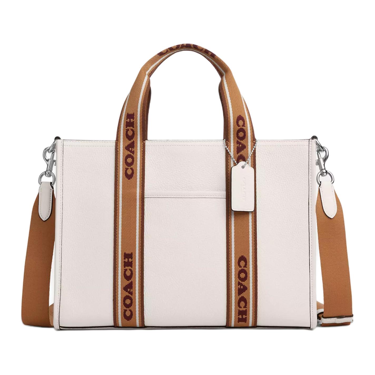 

Coach Smith 34 Logo Refined Pebble Leather Tote Bag Women tote Silver Pink Multicolor CU997-SVCAH Basic Set (Bag+Dust Bag)