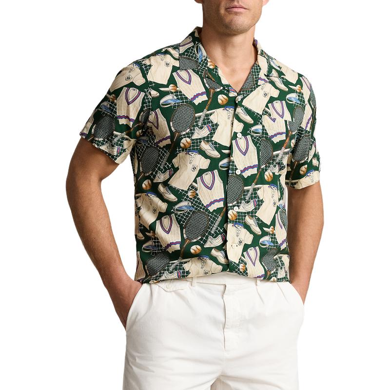 Polo Ralph Lauren SS24 Tennis Equipment Pattern Print Single-Breasted Short Sleeve Shirt Men Shirts Multicolor MNPOWOV1N820748-300