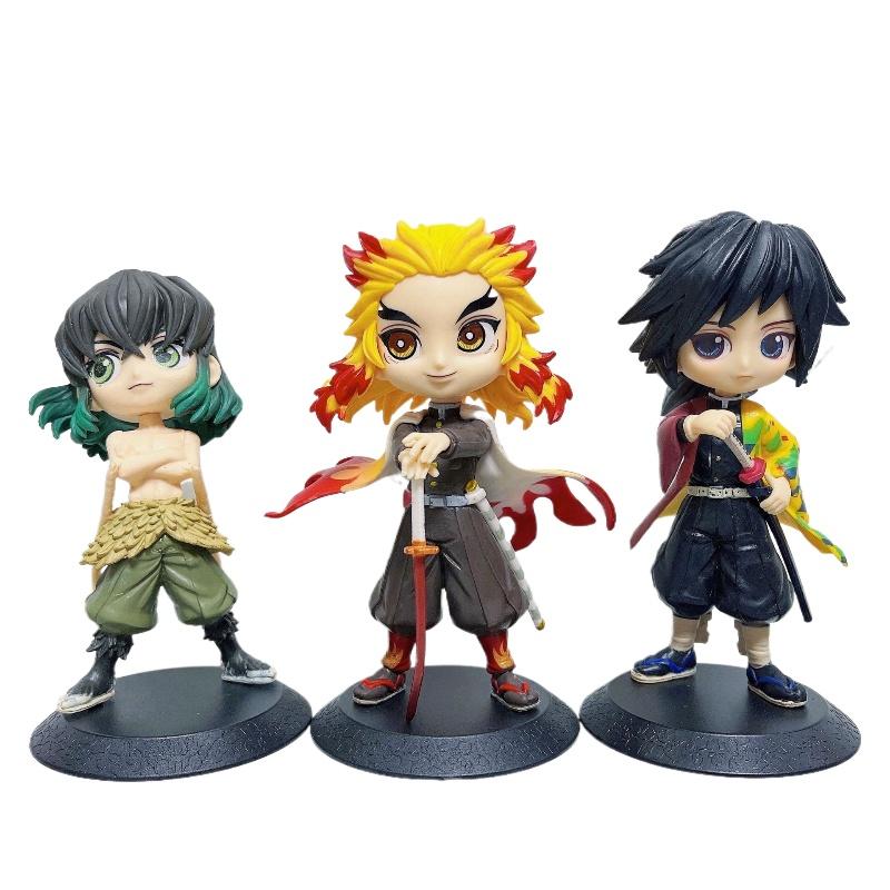 Anime 15cm Demon Slayer Figure Nezuko Tanjirou Zenitsu Inosuke Kyoujurou Giyuu Kawaii Qposket PVC Model Toys children Perfect Gift