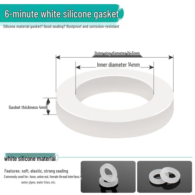 High-temp resistant rubber silicone sealing washer with flat mesh gasket for 4-point water heater and 6-point water meter shower inlet hose.