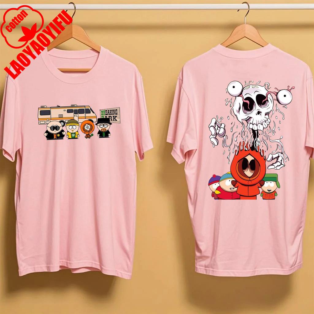 Summer Kenny McCormick South Park Double Sided Tshirt Funny Cartoon Anime Peripheral Print Crew Neck Short Sleeve Cotton TShirt