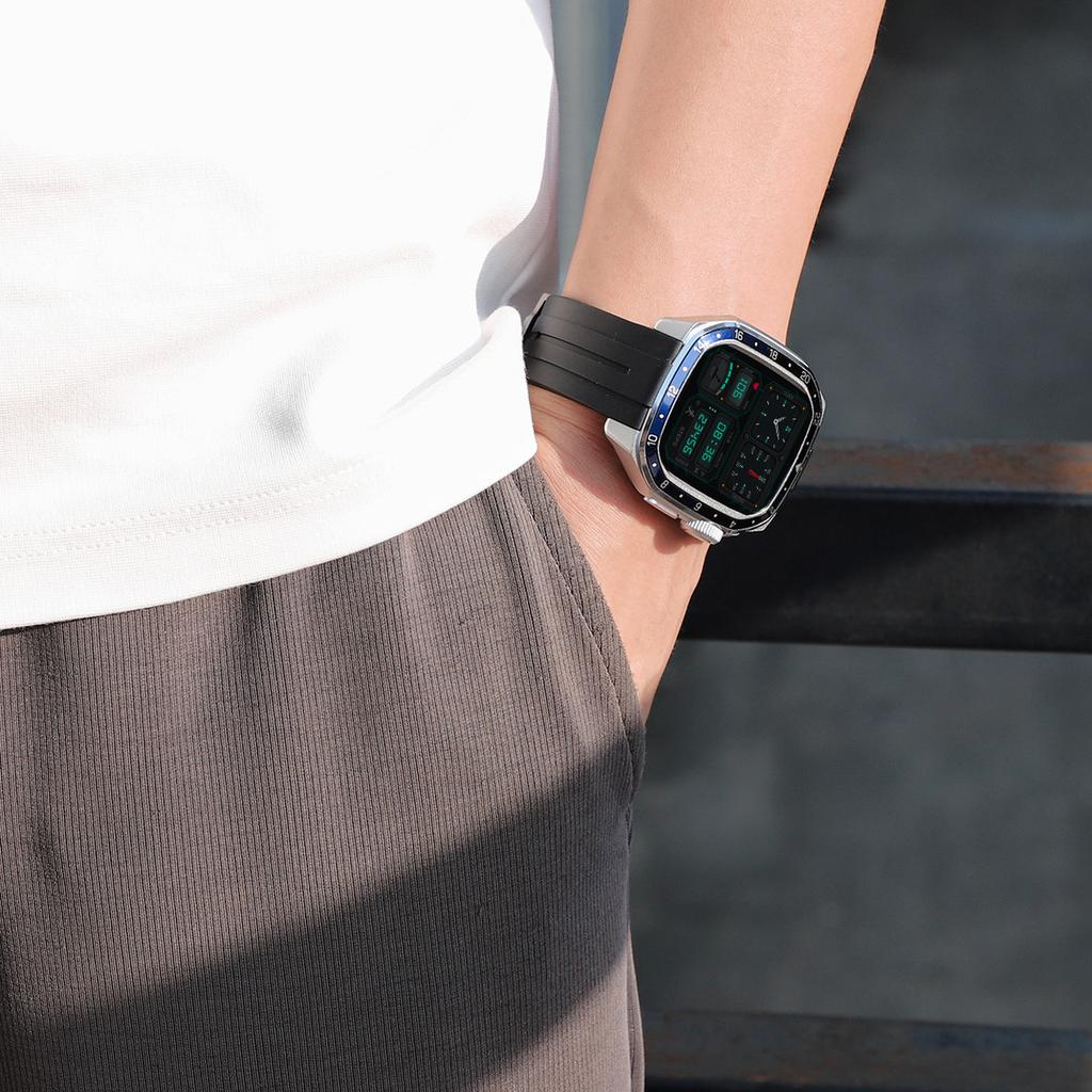 Luxury Carbon Fiber for Apple iWatch Series 11 10 46mm Modification Mod Kit Metal Frame Case for iWatch S11 10 46MM Case Strap