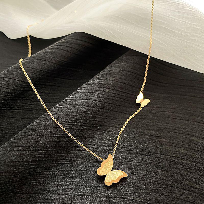 Butterfly Pendant, Titanium Steel Non-Fading Necklace, Short Collarbone Chain, Simple And Fashionable Design, Simple Necklace.