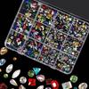 DIY Nail Art Kit With 3mm AB Transparent Flat Back Rhinestones 12 Compartments For Crafts And Fashion