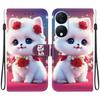 Handgefertigte PU-Leder-Flip-Hülle für Honor X7b Rutschfeste Stoßfeste Hülle mit Handschlaufe & Herz/Rose Katze Designs