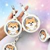 PU Leather Badge Holder Case Round Transparent Window Badge Protector Bag Hanging Decoration PVC Waterproof Badge Display Bag