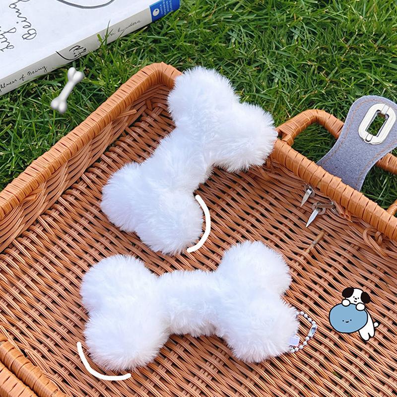 

Плюшевая пищащая кость брелок мультфильм кавайные подвески мягкая школьная сумка кулон мягкий комфорт милый белый костюм украшение подарок