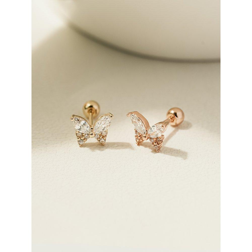 14K Glanz Zirkonia Schmetterling Piercing Ohrringe