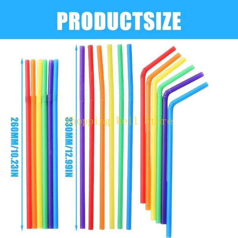 KX4B 100 Count Party Straw Colorful Straw Bendable Straw Drinking Straw Throwaway Straw Drinking Tube for Various Occasion