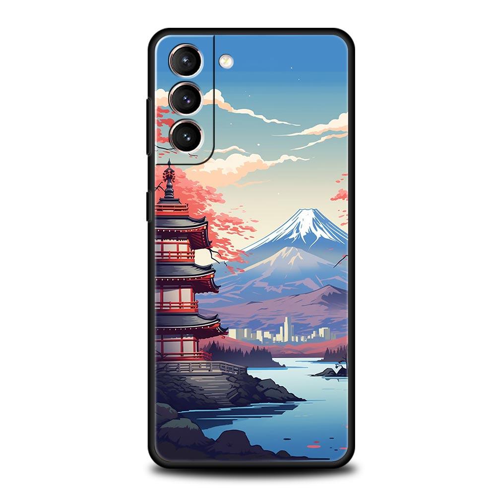 Japan Mount Fuji Painting Cherry blossom Phone Case For Samsung Galaxy S26 Ultra S25 Plus S24 FE S23 S22 5G S21 S20 Cover Soft