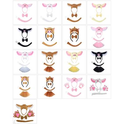 Schwein Kostüm Set Enthält Schweineschwanz Stirnband Fliege Handschuh Rock Halloween Schwein Rollenspiel Outfit für Kinder Cosplay