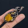 Tiger Eye Pendant, Handmade Gemstone 999 Copper Wire Wrapped Pendant Antique Jewelry, For Gift Silver Jewelry