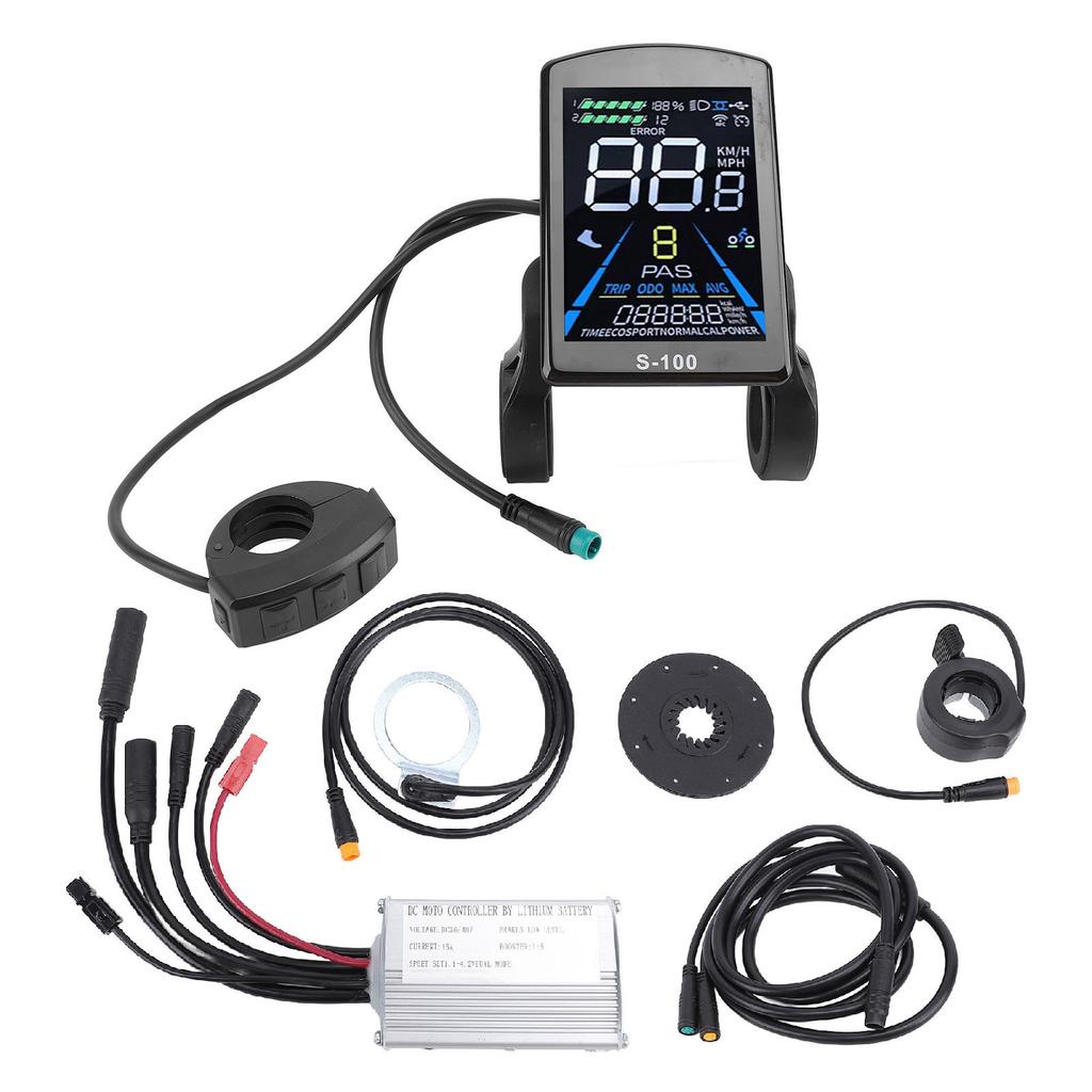 Electric Scooter Conversion Kit 15A Controller Water Resistant S100 Color Display Meter Thumb Throttle Power Assisted