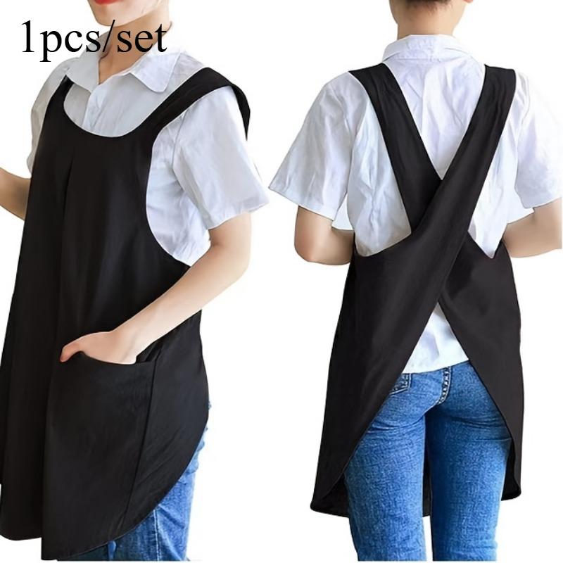 1 ks Bavlněná lněná zástěra Dámská Retro s květinovým potiskem Pohodlná halena pro domov Kuchyň Květinářství Domácí potřeby