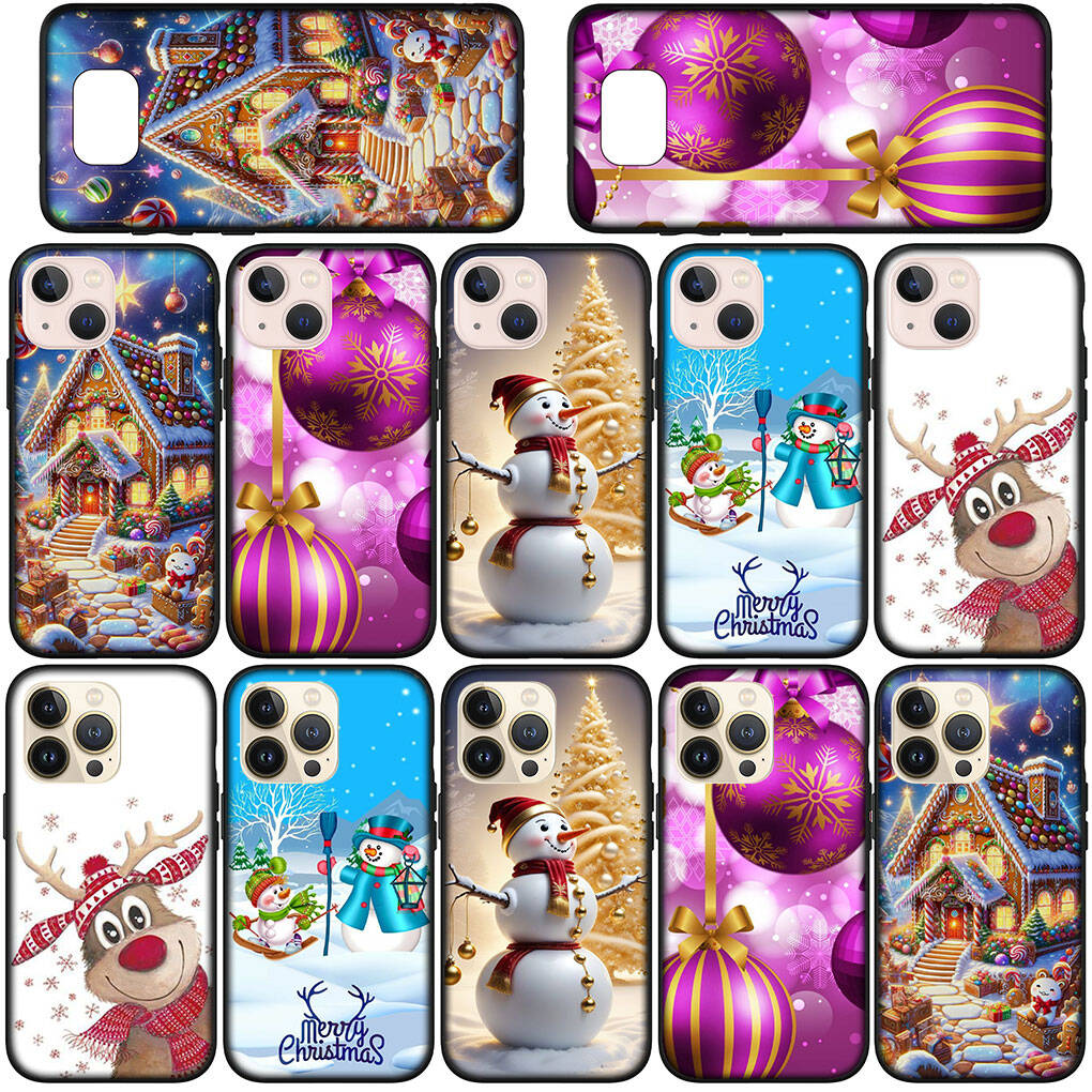 Phone Case for Samsung Galaxy S25 S23 S22 S24 Ultra FE A05 A06 A15 A16 A36 A37 A35 A54 A55 A56 A57 A25 A26 A53 A17 Snowman Merry Christmas Deer Cover