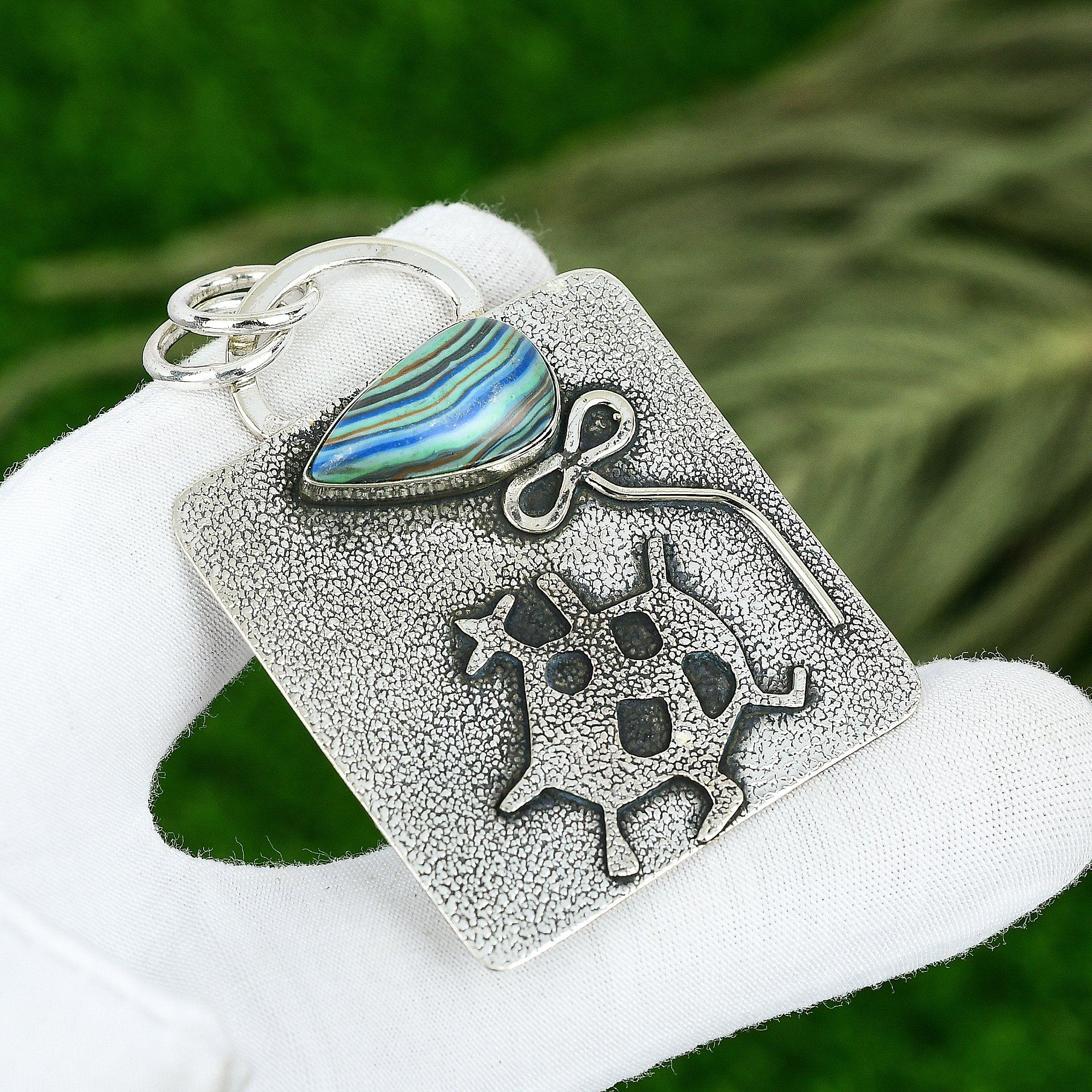 

Sisters Day Deal 925 Sterling Silver Natural Rainbow Calsilica Pendant Jewelry
