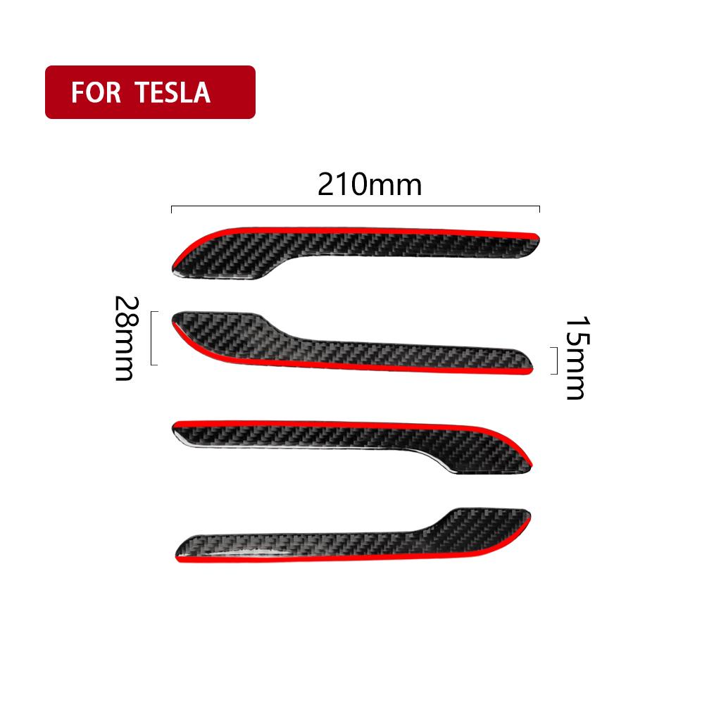 4PCS Door Handle Cover For Tesla Model 3 Y Carbon Fiber Styling Premium Durable 2018-2023  Cover Protector Sticker