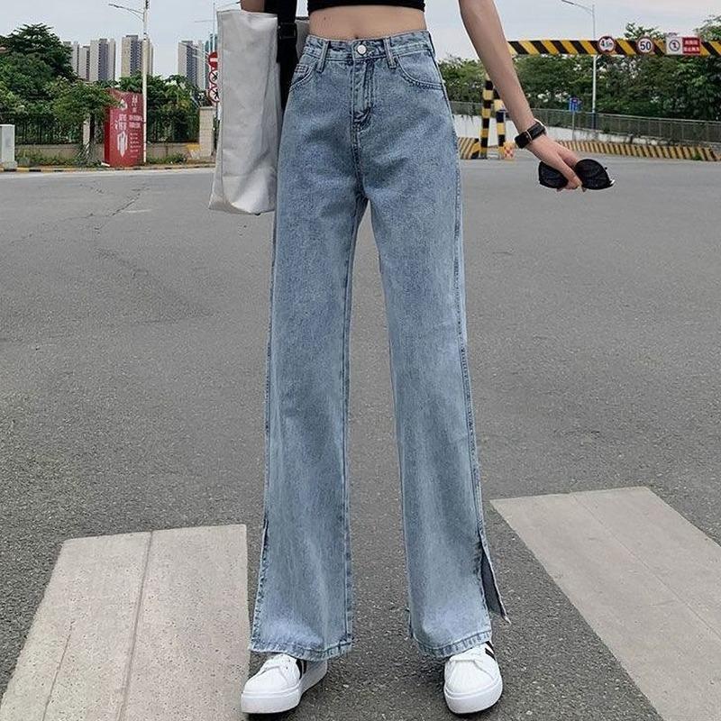 Split Wide-leg Jeans Straight 