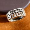 Adjustable Vintage Abacus Ring Men Women Copper Silver-Plated Geometric Statement Jewelry Retro Unisex Finger