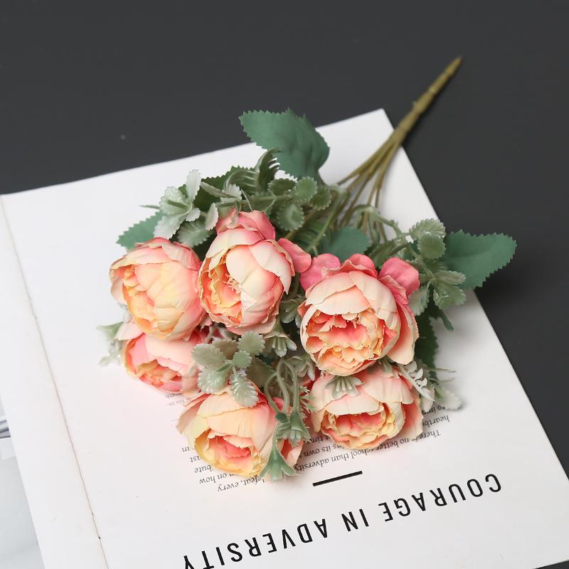 Elegant 6-Head Peony Silk Artificial Flowers for Home Decor and Photography