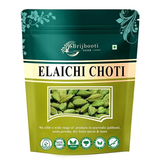 

BrijBooti Elaichi Choti (No-10) - Green Cardamom - Elettaria Cardamomum - Small Cardamom 100 Gr | FSSAI, GMP, ISO Certified 100GM