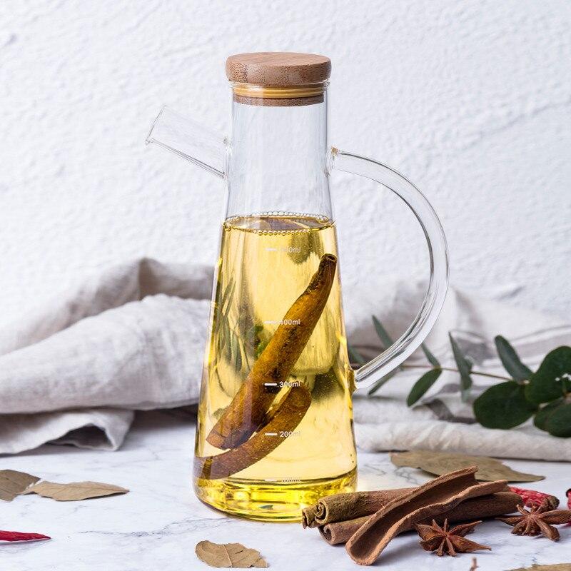 Hi Transparent Oil Bottle with Handle and Scale Heat-resistant Kitchen Tools Soy Sauce Vinegar Container