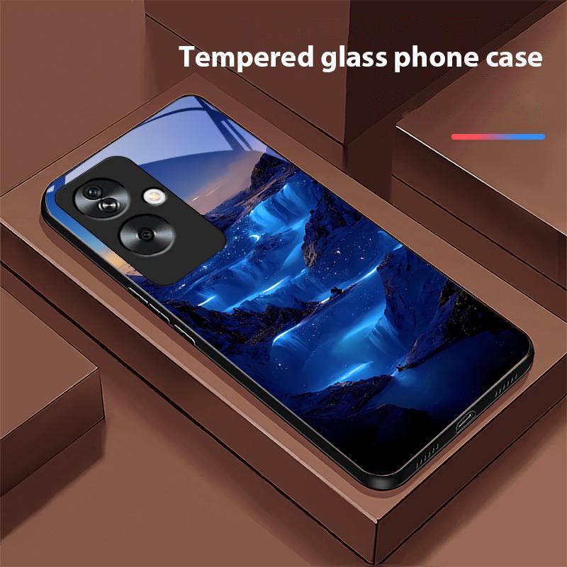 Kolorowa Aurora Dla Oppo A79 5G 58 78 74 60 4G Reno 11F Realme GT 6 11 Note 50 10 C55 X2 Szkło Hartowane Czarny Pokrowiec na Telefon