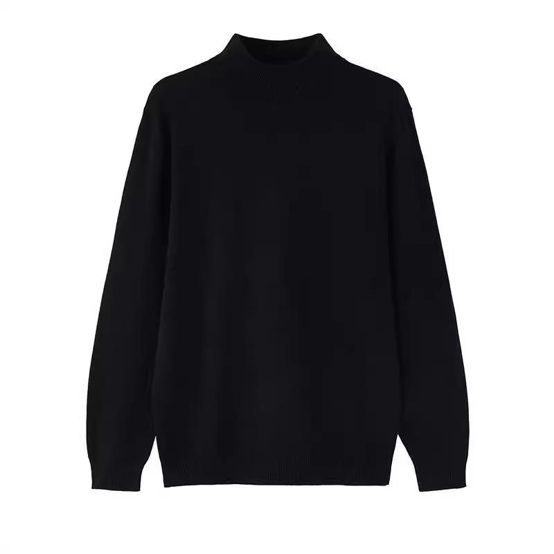Men’s Autumn/Winter Loose High-Collar Sweater: Korean Style, Solid Color, Long Sleeve.