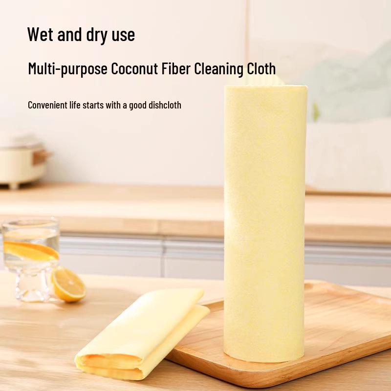 Yellow Absorbent Loofah Dishcloth - Thickened, Heat-Resistant, Reusable Kitchen Dishwashing Cloth
