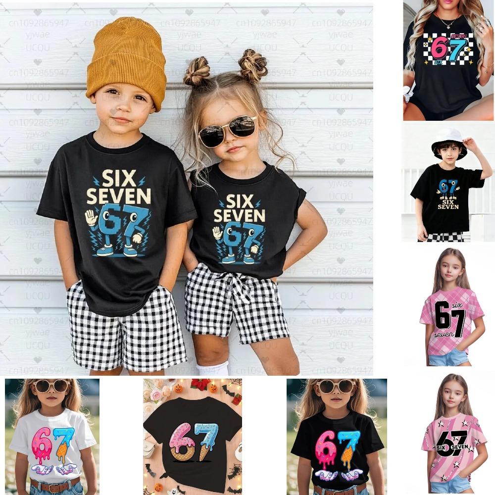 Fashion Men and Women's T-shirt 6 7 Print T-shirt Loose Short Sleeve Tops Summer Casual Round Neck Kids Tees Clothing