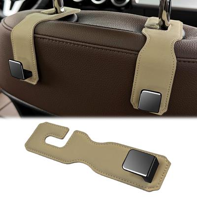 Headrest Hook Car Hook 1 Set 25kg Load Capacity Car Storage Seat Hook Cargo Hook Car Accessories Convenient Goods (Beige)