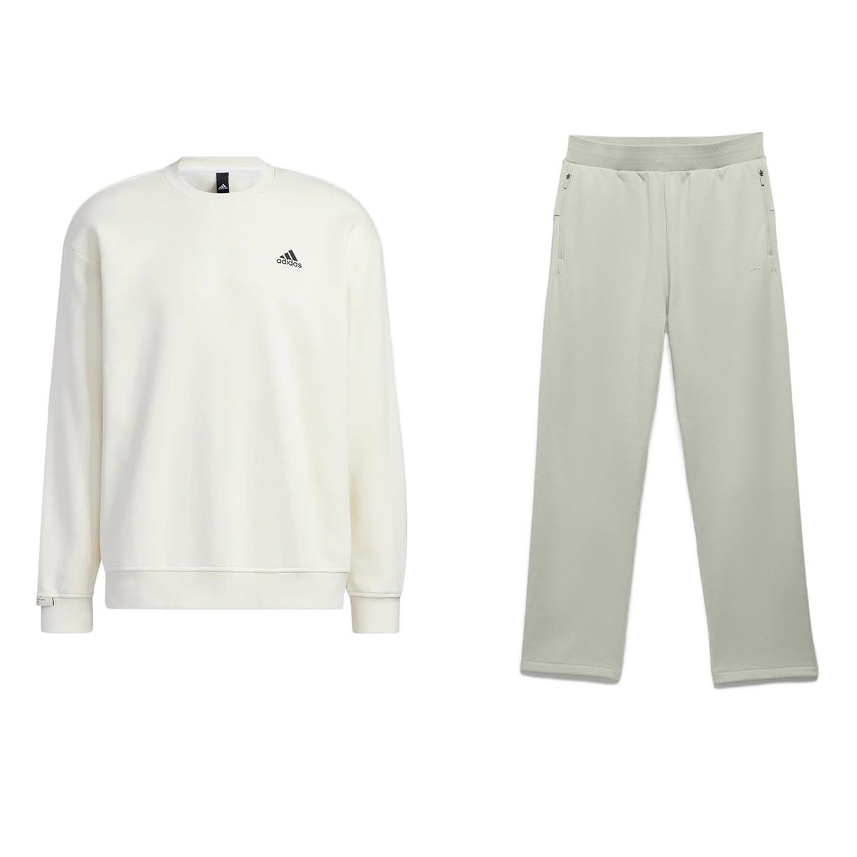

Adidas Solid Color Logo Print Round Neck Long Sleeve Top And Mid Waist Elastic Pants Sweatshirt Set Unisex Sweatshirt Set IB2713+IA3428 XXXL