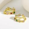 Elgeant Three Layer Tiny Stud Earrings For Women Shiny Multicolor Square Cubic Zircon Sweet Earring ExquisiteParty Jewelry