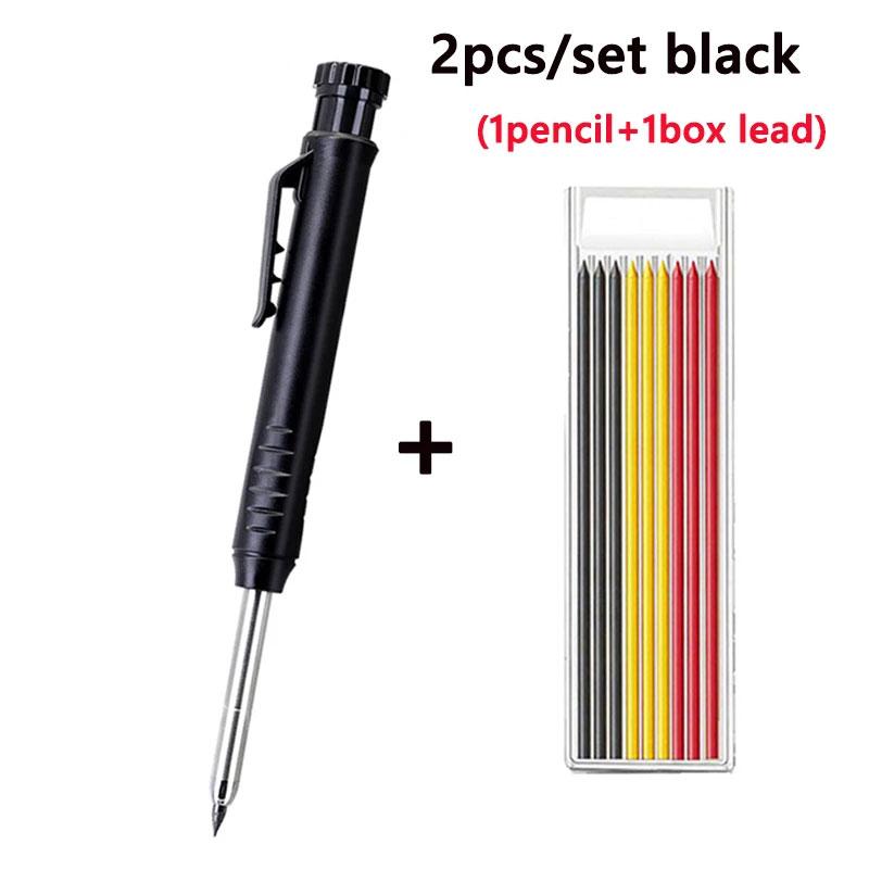 2.8mm Solid Carpenter Mechanical Pencil With Sharpener For Woodworking Construction Long Head Carpenter Pencil Stationery Tools