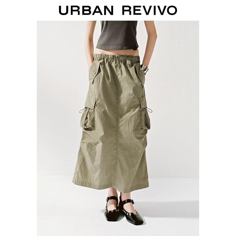 UR Women's Casual Workwear Patch Pocket Drawstring Skirt