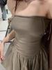 Summer Elegant Y2k Sexy Sleeveless One Peice Dress Women Casual Solid A-line Ruffle Slim Dresses Female Strapless Party Pleated Beach Lady Clothing