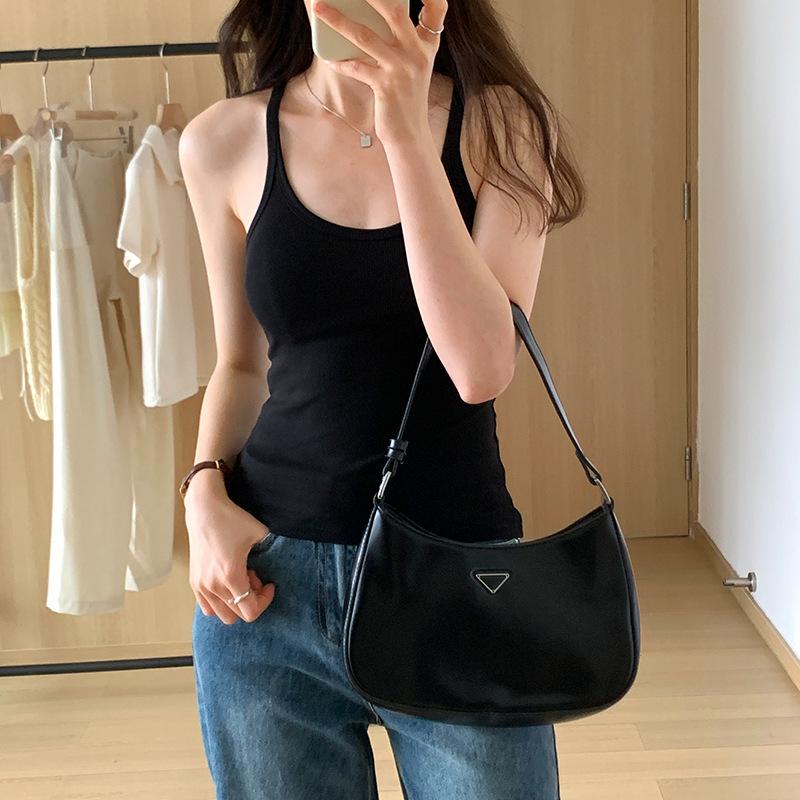 Verão Novo Cor Sólida Simples Regatas Femininas Slim Casual Moda Feminina Top Damasco Cinza Escuro Café Escuro Preto Regatas