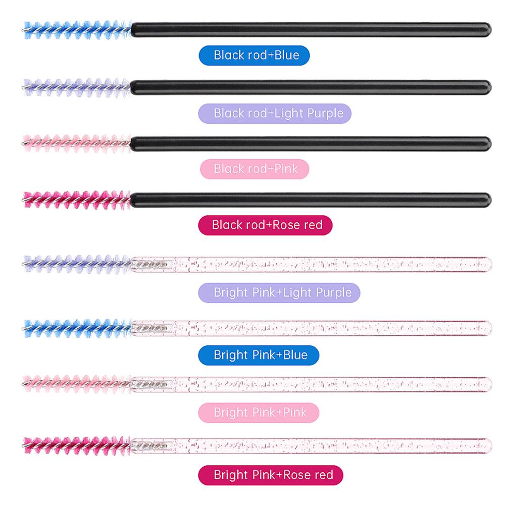Straight Head Mascara Brush & Eyelash Curler Set - Disposable Spiral Rod with Crystal Eyebrow Comb
