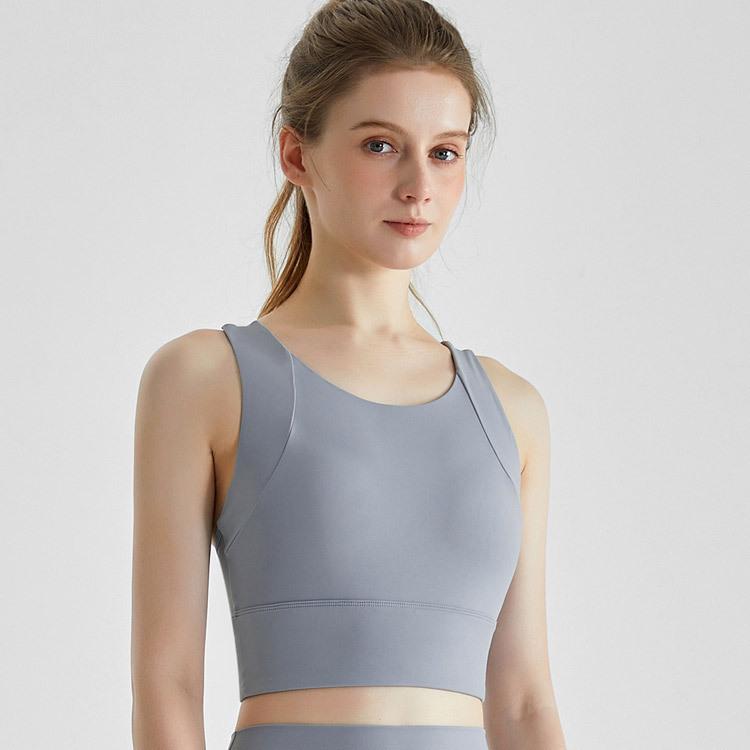 Women's Cross-Border Shockproof Nude Sports Bra: Quick-Dry, High-Strength for Running & Yoga with Integrated Cup