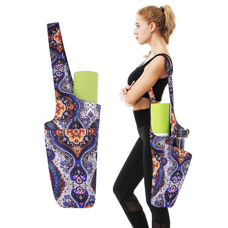 Canvas Yoga Bag with 6MM Mat - Single Shoulder Printed Backpack