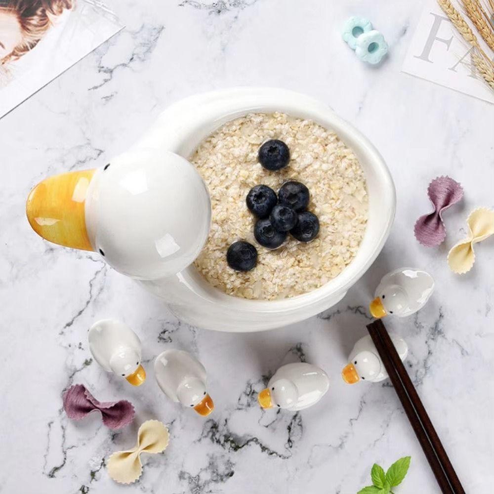 Creative Ceramic Chopstick Stand Cute Cartoon Duck Chopstick Holder Mini Size Duck Shape Chopsticks Rest Table Decoration