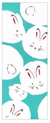 Todaya Shoten Tenugui Hand Fluffy Rabbit Design 416 Nashien-zome (Washable Towel) -