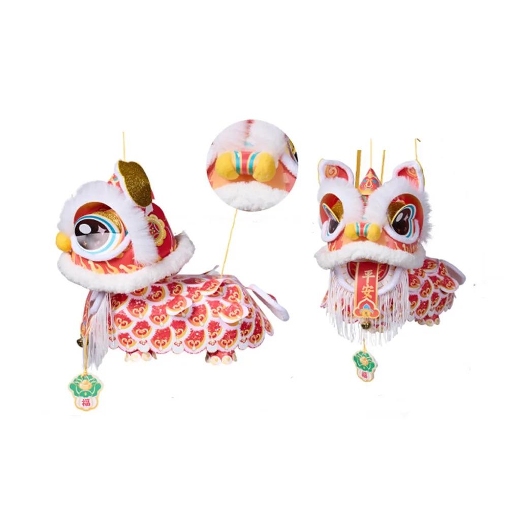 

2026 New Year Lion Dance Lantern Waterproof Ancient New Year Lantern Handheld with Tassel Handmade Lantern Childrens Craft 30cm