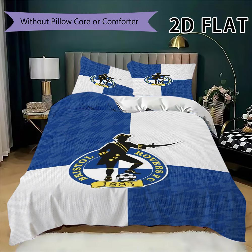 Bristol Rovers fc Pattern Bedding uilt Set uilt Cover Pillowcase Home Decoration Birthday Gift (1 * duvet cover + 2 * pillowcase without core)